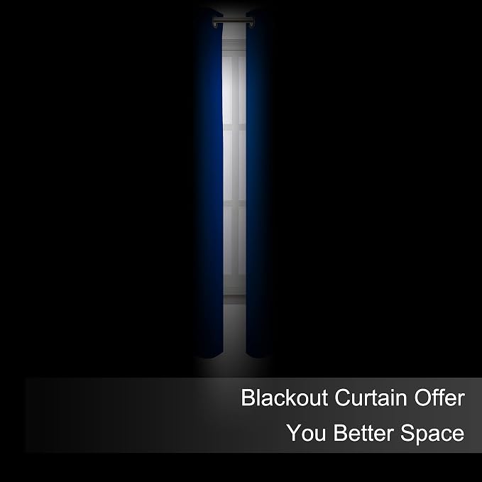 Royal Blue Thermal Blackout Curtains/42 x 72 Inch/Set of 2 Panels Room - Image 3