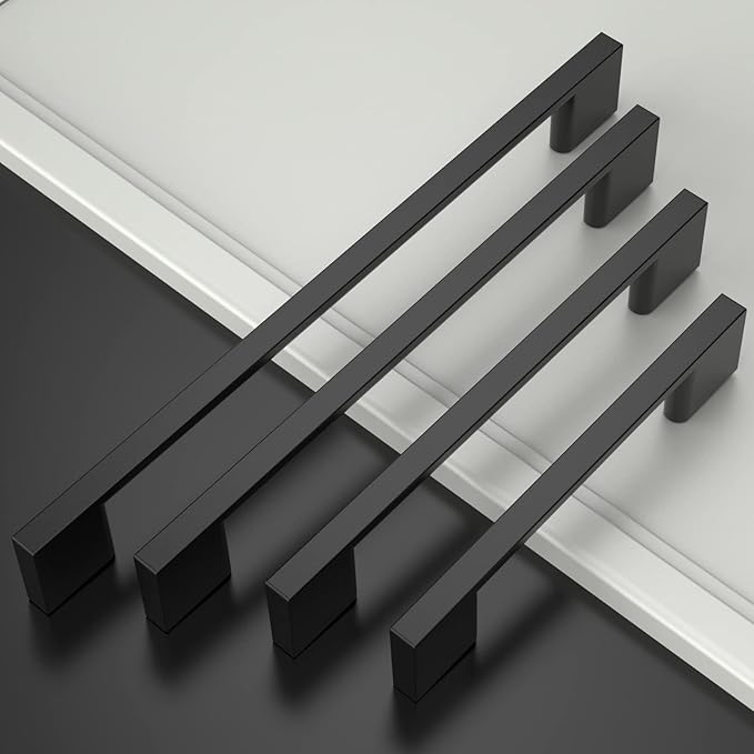 Asidrama 10 Pack 12.6 Inch(320mm) Matte Black Kitchen Cabinet Handles, Cabinet Pulls Kitchen Cabinet Hardware for Cupboard Drawer Pulls