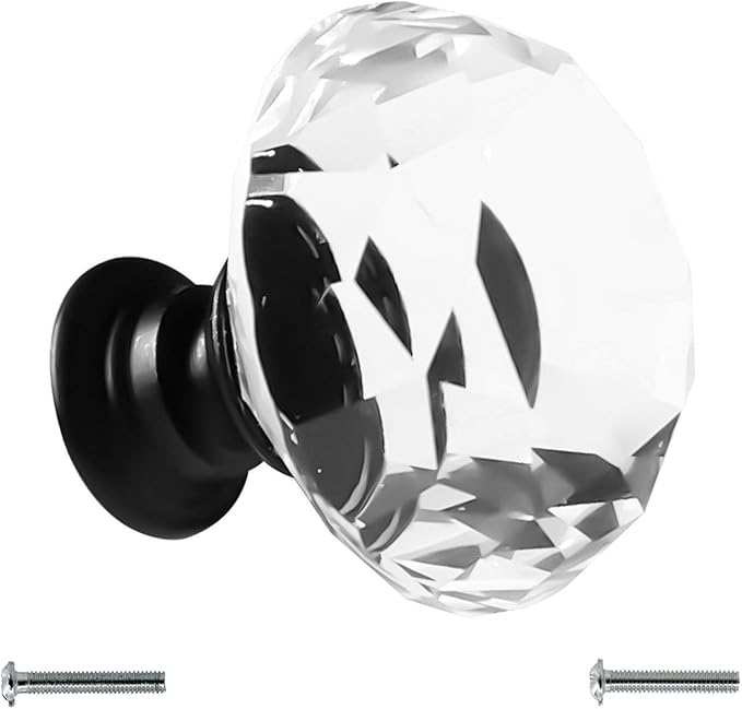 Dynasty 30mm Glass Crystal Dresser Drawer Kitchen Cabinet Door Hardware Knobs Handles - Color | Quantity Choice