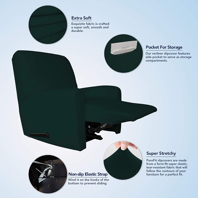 PureFit Stretc Recliner Chair Covers Fleece Soft Couch Covers - Image 3