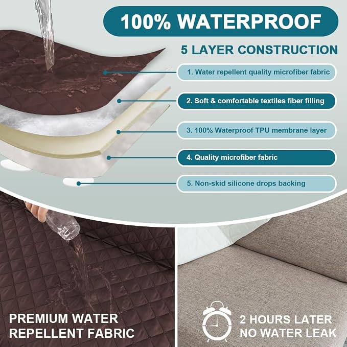 Turquoize 100% Waterproof Futon Cover Futon Slipcover Washable Armless Sofa Bed - Image 3