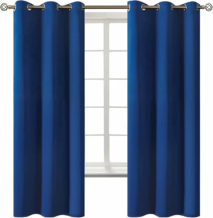 BGment Blackout Curtains for Bedroom 63 Inch Length 2 Panels Set, Room Darkening Sunlight Blocking Thermal Insulated Grommet Window Drapes, Each Panel 42 Inch Wide, Royal Blue