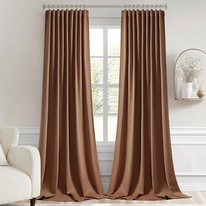 MIULEE Cappuccino Brown Back Tab Blackout Curtain 52"x102" Long 2 Panel Set | - Image 9