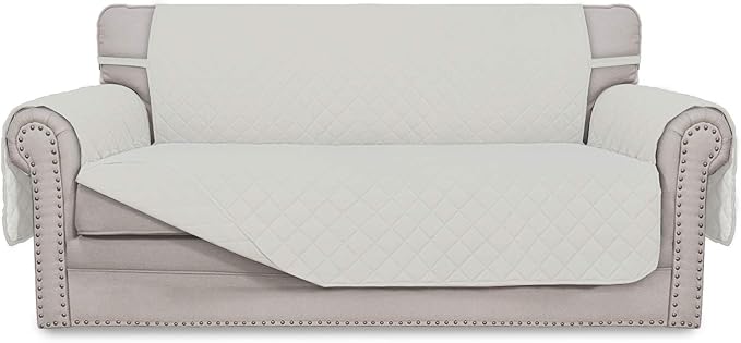 Easy-Going Reversible Couch Cover, 2 Cushion Sofa, Ivory/Ivory | Oversized by Easy-Going