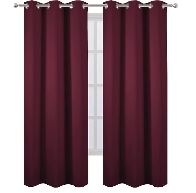 Burgundy Red Blackout Curtains 34 x 84 Inch Length/Set of 2 Curtain - Image 2