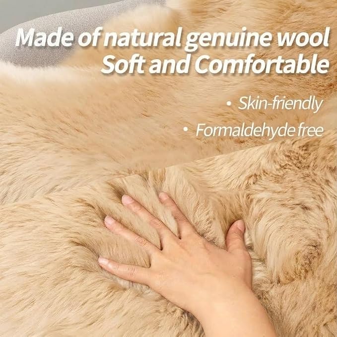 IRIWOOL Premium Genuine Fur Sheepskin Rug Real Australia Sheepskin Natural - Image 5
