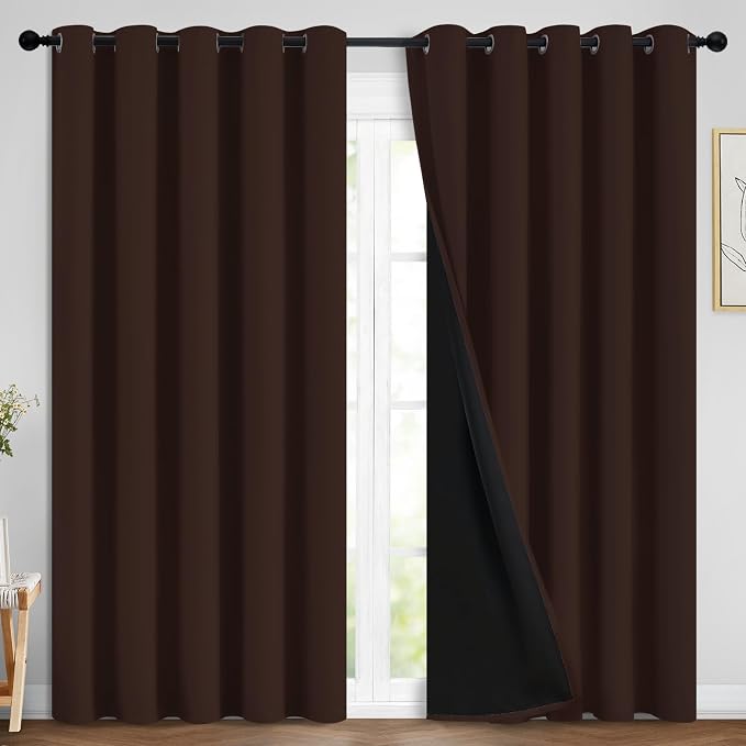 Yakamok Chocolate Brown Blackout Curtains 84 Inches Long 70" Wide, 2 Panels | by Yakamok