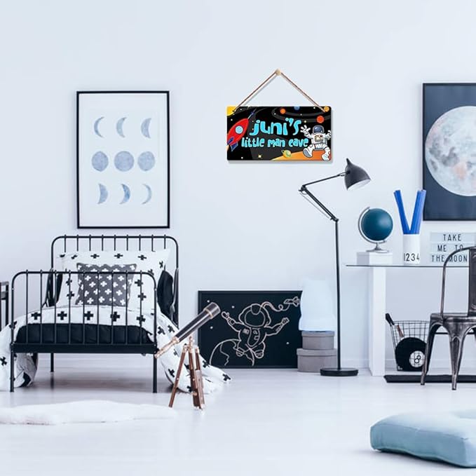 Personalized Name Space Decor, Custom Space Themed Bedroom Decor, Space Room Decor for Boys, Outer Space Wall Decor, Wooden Astronaut Decor Sign, Hanging Boys Room Decor, Kids Playroom Decor