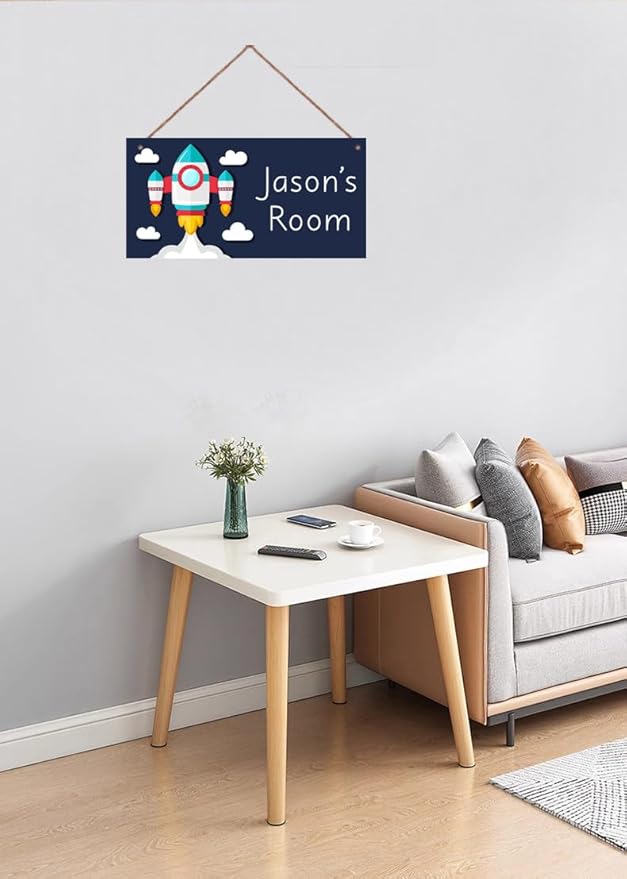 Personalized Fantasy Decor for Boys Room Outer Space Theme Room Decor for Nursery,Rocket Wall Art Decor for Kids Room Gilrs Bedroom Little Man Cave