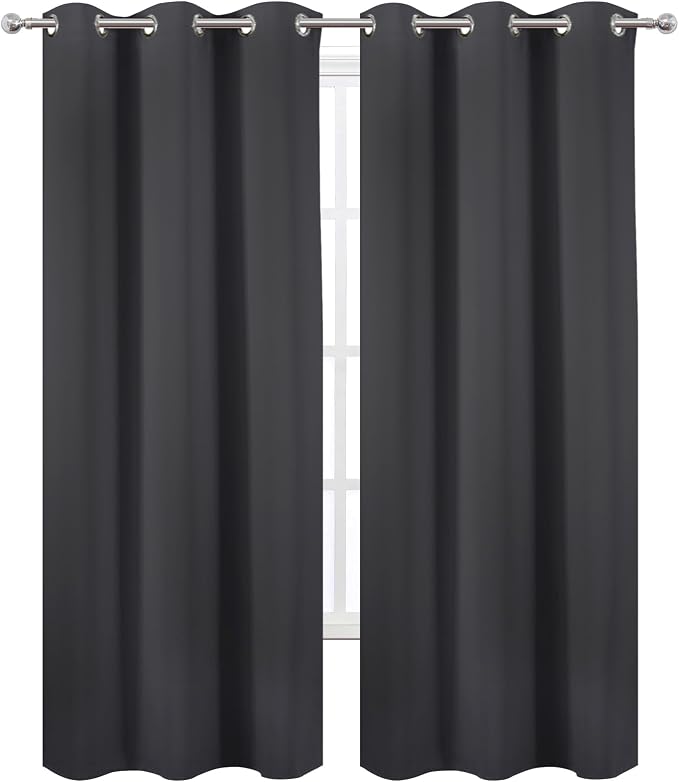 Dark Grey Thermal Blackout Curtains/38 x 84 Inch/Set of 2 Panels Room Darkening - Image 2