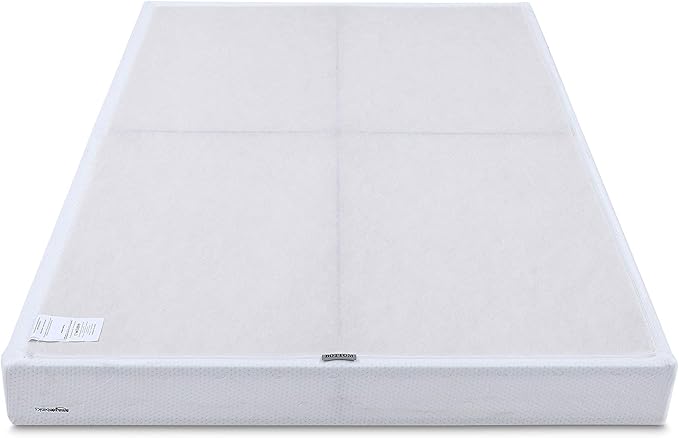 Amazon Basics Smart Box Spring Bed Base, 9-Inch Height Mattress Foundation, Tool-Free Easy Assembly, Full, 74"L x 53"W x 9"H, White