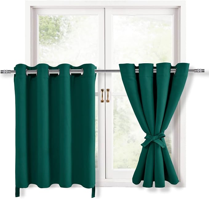Blackout Curtains for Bedroom, Hunter Green, 52 x 30 Inch, 2 Panels | Thermal - Image 7