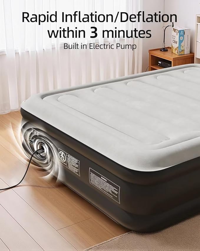 CHILLSUN 2025 Upgraded King Air Mattress with Built in Pump, 18" Raised Comfort Blow up Mattress, Luxury Air Bed Inflatable Mattress for Guests & Home, Colchones Inflables AirBed 750lbs Max
