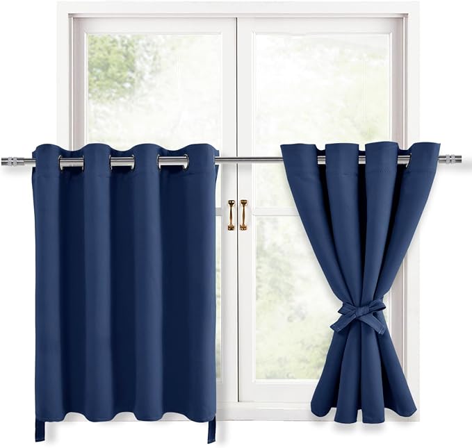 RV Blackout Curtains for Bedroom, 52 x 36 Inches Long Navy 2 Panels | Thermal - Image 9