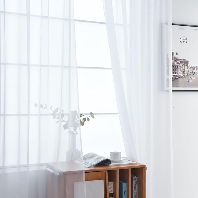 SpaceDresser Sheer Voile Window Treatment Rod Pocket Curtain Panels - Image 3