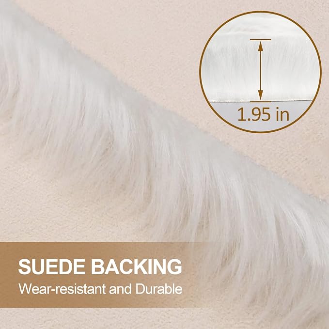 White Faux Fur Sheepskin Rug 6x9 Fuzzy Fur Rug Fluffy Carpet - Image 8