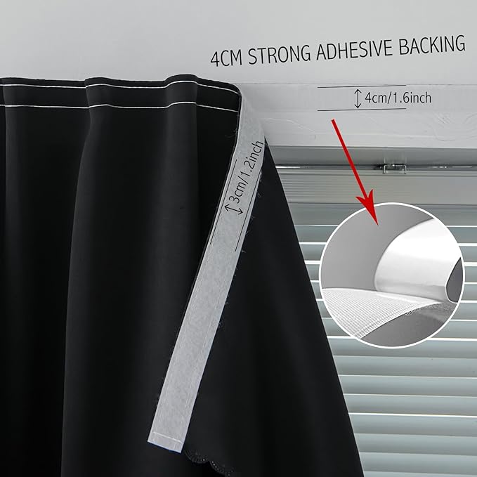 Stick On Blackout Curtains No Drill Required Self Adhesive Window Coverings - Image 7