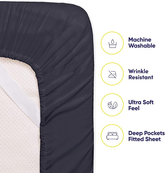 Twin Size Bed Sheets - 4 Piece 1500 Supreme Deluxe Collection Deep Pocket Ultra Soft Twin Sheet Set Bedding - 1 EXTRA PILLOW CASES, GREAT VALUE, Twin, Navy