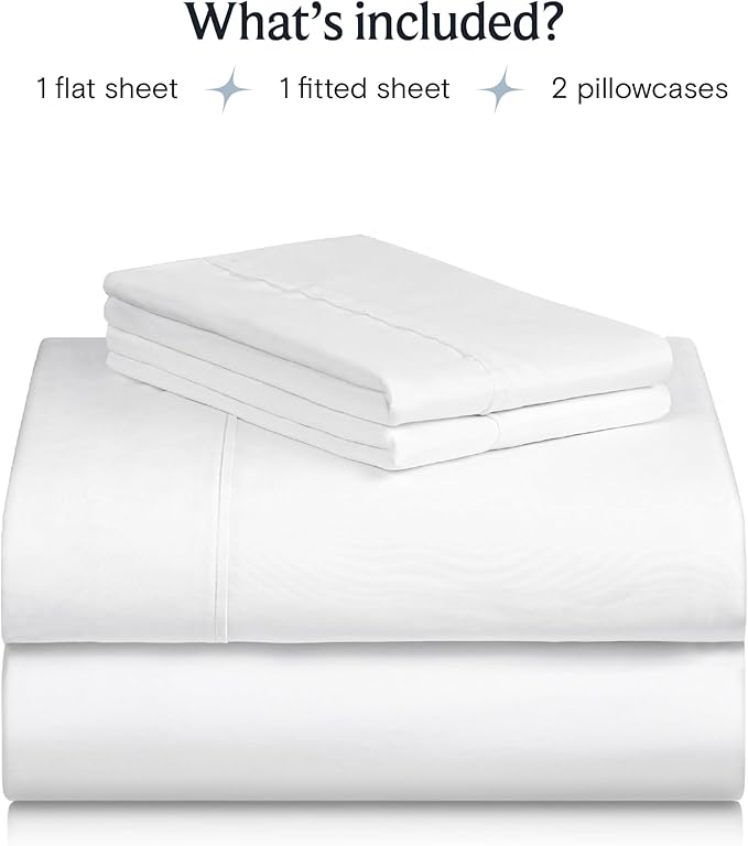 LuxClub 4 PC Full Size Sheet Set Bed Sheets Deep Pockets Wrinkle Free Cooling Bed Sheets Machine Washable Hotel Bedding Silky Soft - White Full