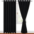 Grommet Blackout Curtains for Bedroom 70 x 84 Inches Black 2 Panels | Thermal by Hiasan