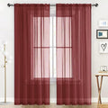 SpaceDresser Basic Rod Pocket Sheer Voile Window Curtain Panels Burgundy 1 Pair by SpaceDresser