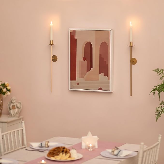 Sziqiqi Wall Candle Holder Gold: Candle Sconces Wall Decor Set of 2 for Dining Room Wall Hanging Candle Sticks Holder for Living Room Fireplace