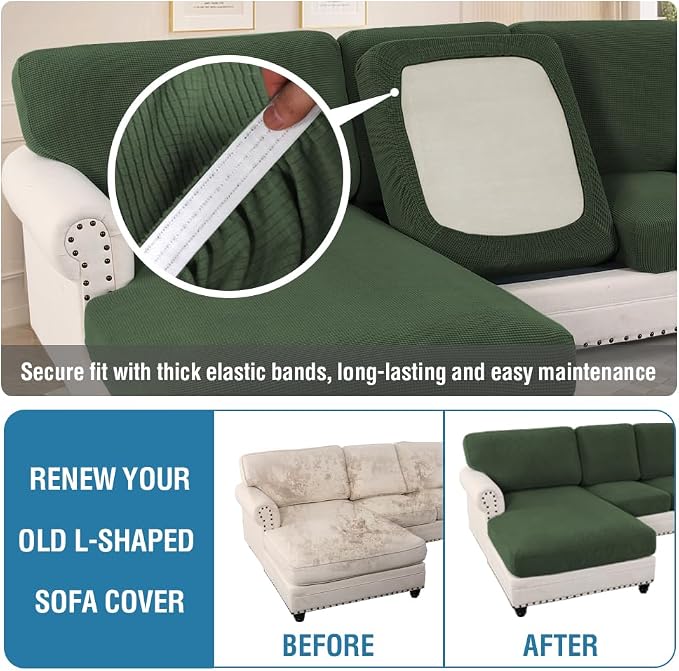 H.VERSAILTEX Sectional Couch Covers 6 Pieces Stretch Sofa Cover - Image 6