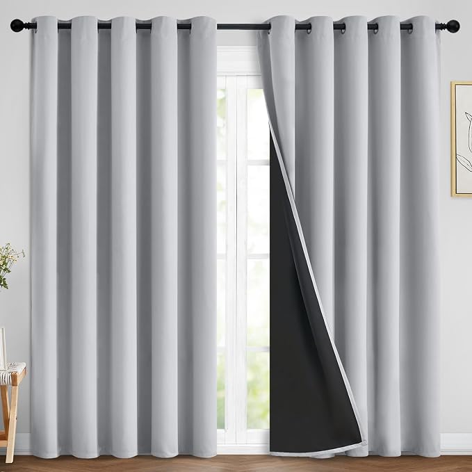 Yakamok Light Grey 100% Blackout Curtains 84 Inches Long 70" Wide 2 Panel | by Yakamok