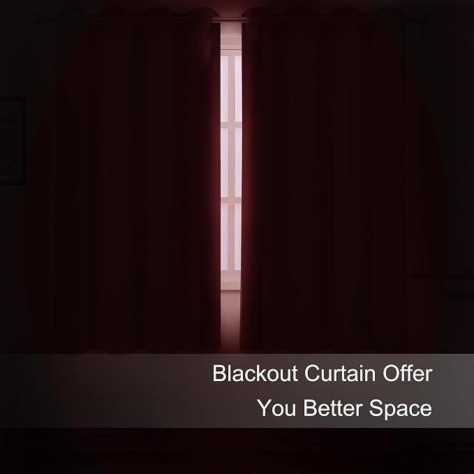 Blackout Curtains 38 x 54 inch/Bright Red Curtains Set of 2 Panels/Thermal - Image 3