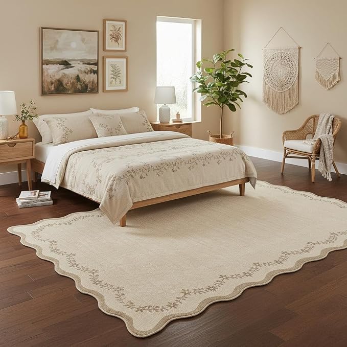 GarveeHome Scalloped Area Rugs 8x10 Large Jute Washable Living Room Rug | Soft - Image 8