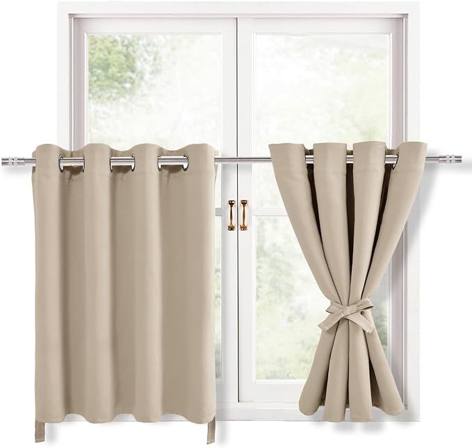 RV Blackout Curtains for Bedroom 52 x 30 Inches Long Taupe 2 Panels | Thermal by Hiasan