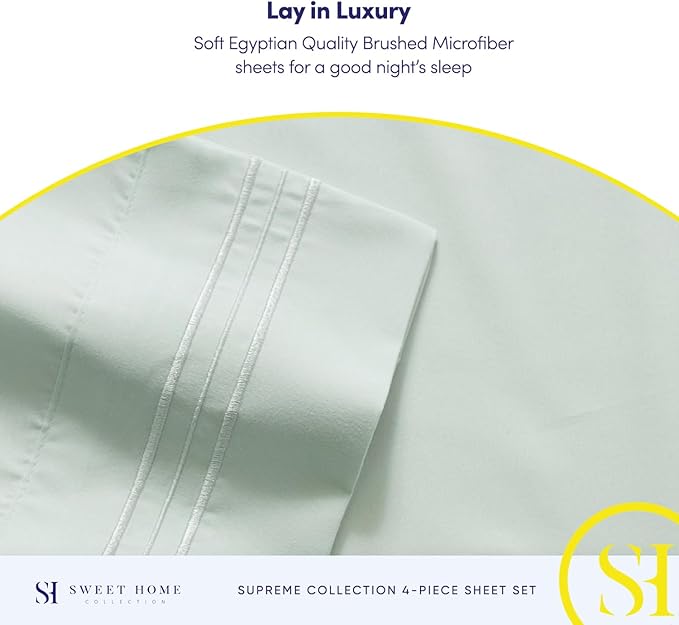 Full Size Sheet Sets - Breathable Luxury Sheets with Full Elastic & Secure Corner Straps Built In - 1800 Supreme Collection Extra Soft Deep Pocket Bedding Set, Sheet Set, Full, Mint