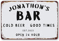 Personalized Metal Sign Bar Signs for Outside Funny Custom Cold Beer Good Times Signs and Decor Outdoor Open 24 hour 8 * 12 inch
