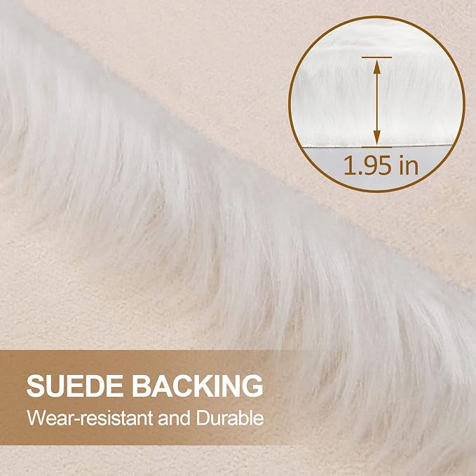White Faux Fur Rug 3x5 Faux Sheepskin Rugs - Image 5