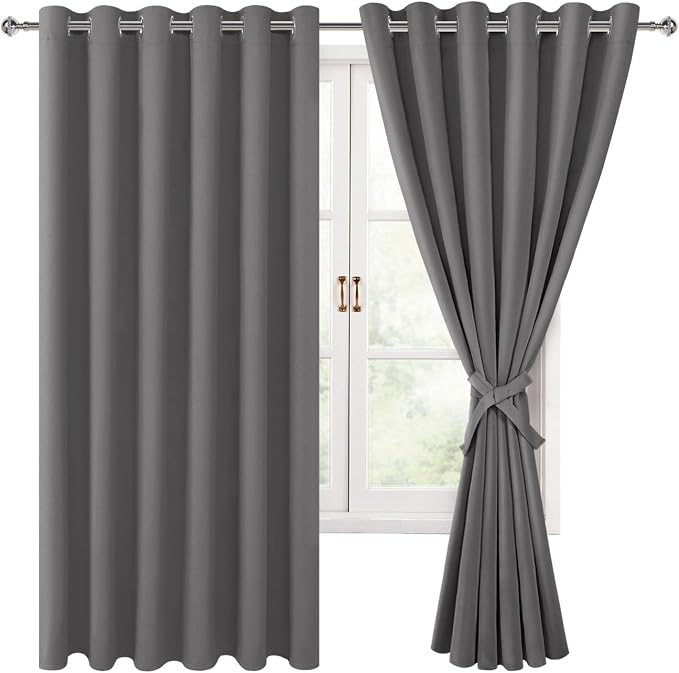 Grommet Blackout Curtains for Bedroom, 70 x 63 Inches, Light Grey | Thermal by Hiasan