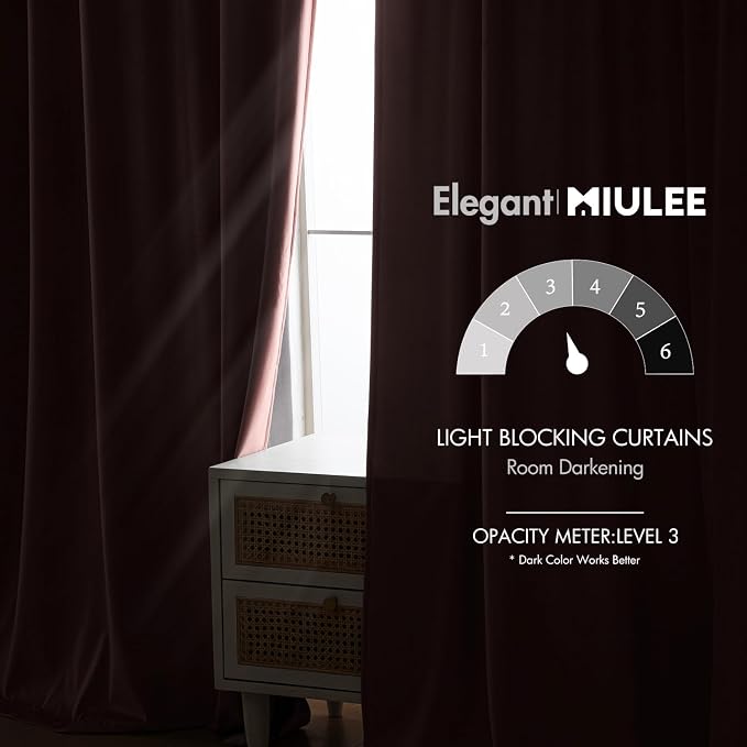 MIULEE Light Pink Velvet Curtains 52x96 inches Luxury Blackout Curtains | - Image 5