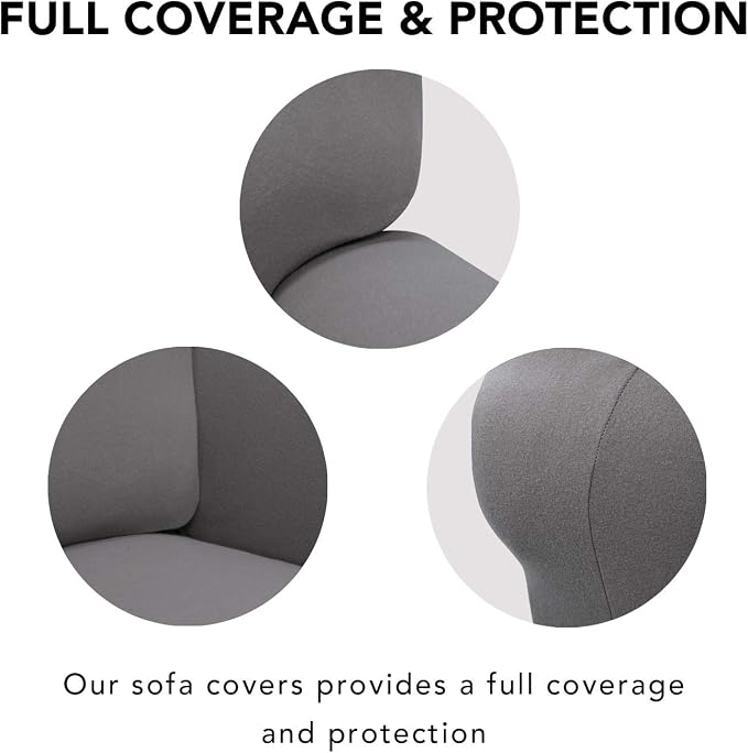 PureFit Stretch Oversized Couch Covers Fleece Sofa Slipcovers Light Gray | - Image 3