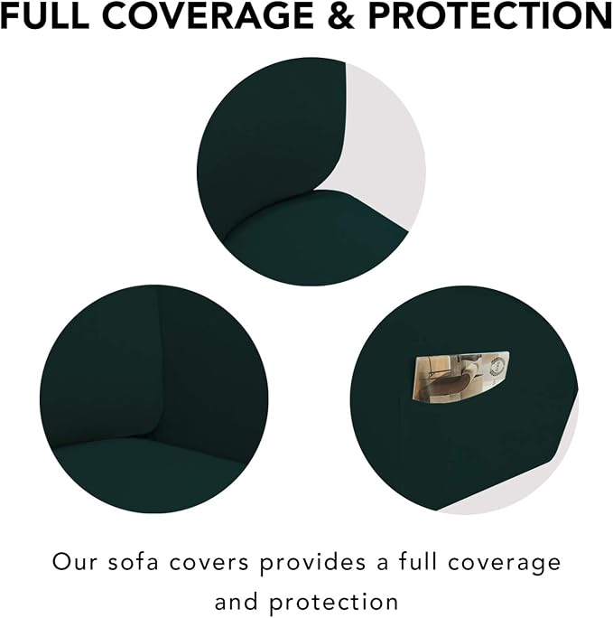PureFit Stretch Couch Covers for Sofa 4 Seater Slipcovers Deep Teal | 1-Piece - Image 3