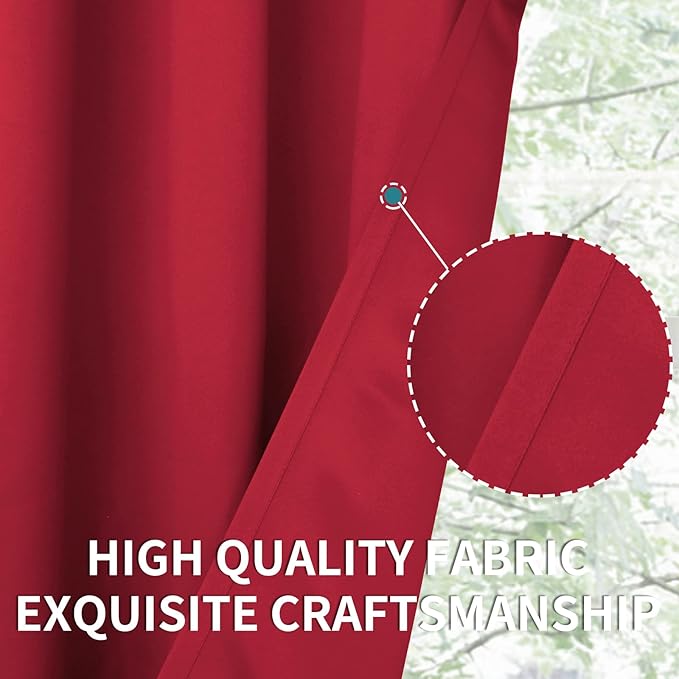BGment Room Darkening Curtains 54 Inches Long - Grommet Thermal Insulated Drapes Window Treatment Curtains for Bedroom, 2 Panels, 38 x 54 Inch, Red
