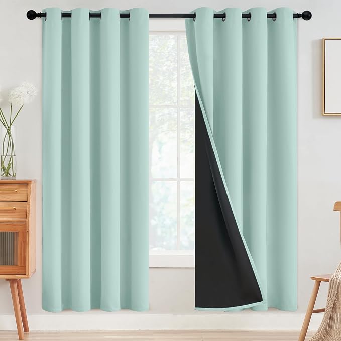 SimpleHome Aqua 100% Blackout Curtains Room Darkening Living Room 72 Inch | by SimpleHome