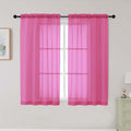Hot Pink Sheer Curtains for Bedroom Living Room 45 Inch Length 2 Panels by WelvetBLK