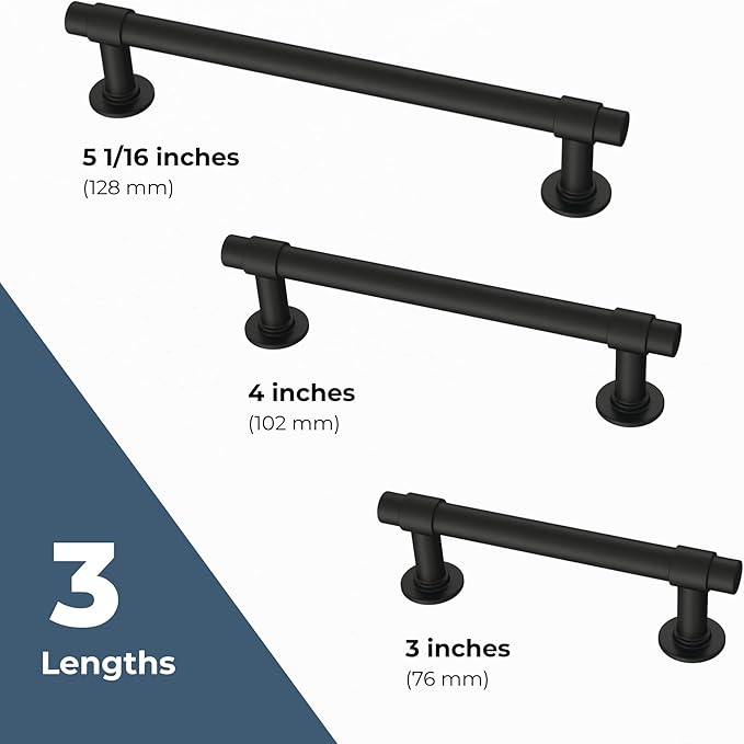 Franklin Brass - Francisco Matte Black Cabinet Handles 3 Inch (3") Hole Center Pulls | Easy Install, Durable Hardware for Kitchen Cabinet Door, Drawers, Dresser Pull, Furniture (10 Pack)