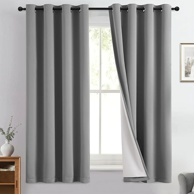 Yakamok Dove Grey 100% Blackout Curtains 63 Inches Long 50" Wide 2 Panel | by Yakamok