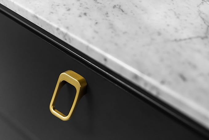 Goo-Ki Brushed Gold Cabinet pulls with 0.6''(16mm) Hole Center,Modern Zinc Alloy Finger Pulls for Drawer,Wardrobe,Cupboard,6 Pack