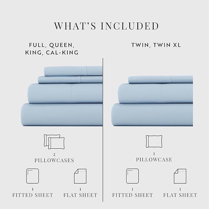 Linen Market Double-Brushed Microfiber Twin XL Sheet Set 3 Piece – Oeko-TEX Certified Ultra Soft & Wrinkle-Free - 16" Deep Pocket Sheets - Easy Care Twin XL Size - Light Blue
