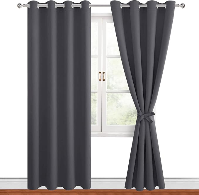 Blackout Curtains for Bedroom, Dark Grey, 52 x 96 Inch, 2 Panels | Thermal - Image 8