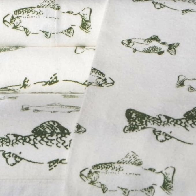 Eddie Bauer - Twin Sheets, Cotton Flannel Bedding Set, Brushed For Extra Softness, Cozy Home Decor (School of Fish, Twin)