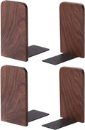 Muso Wood Book Ends for Shelves, Non-Slip Bookends, Heavy Duty Wooden Bookend Support for Books and Movies (Walnut 2 Pairs)