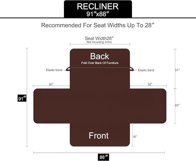 U-NICE HOME Reversible Recliner Chair Covers, Dark Blue/Light Grey | - Image 6
