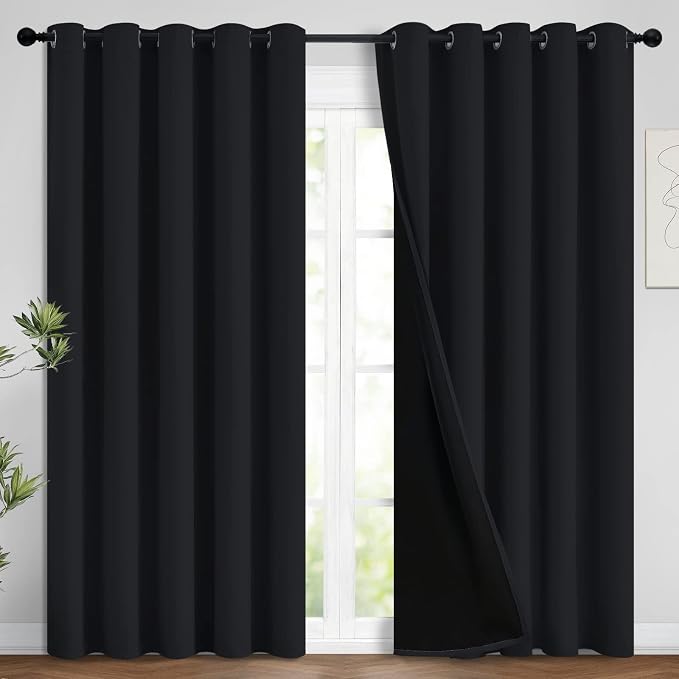 Yakamok Black 100% Blackout Curtains 96 Inches Long by Yakamok
